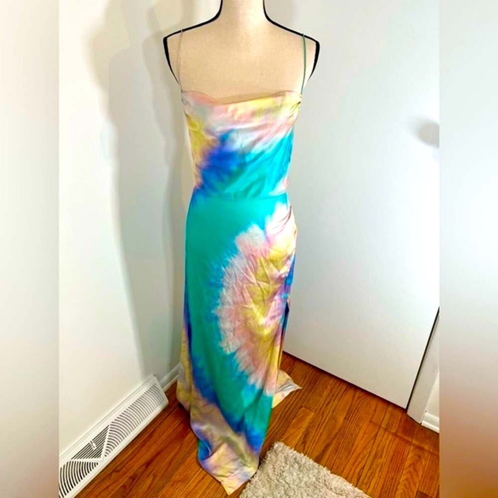 Silk Retrofete Multicolor Tie-Dye Maxi Slip Dress - Picture 2 of 14